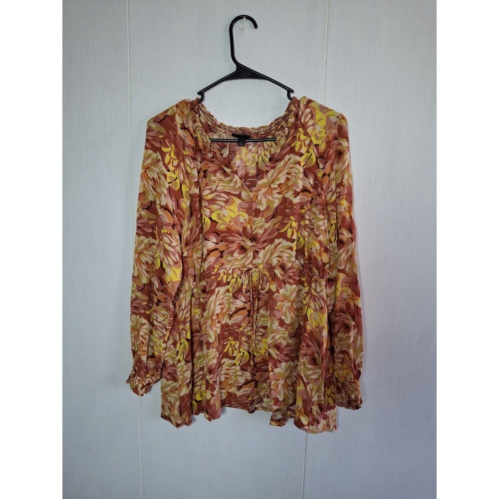 Torrid Size 1 (14-16)Sheer Chiffon Blouse Swiss Dot Abstract Print Long top